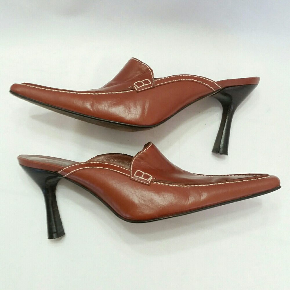Donald J Pliner Size 7.5M Cognac Brown Mule Heel - Picture 5 of 8